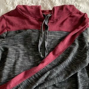 So maroon and grey boyfriend hoodie